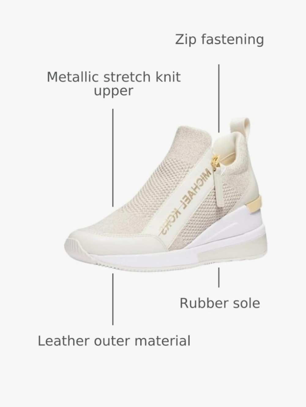 NFS MICHAEL KORS▪︎ Willis Wedge Sneaker ▪︎ Champagne Gold ▪︎ Sz 6.5 - Picture 6 of 8